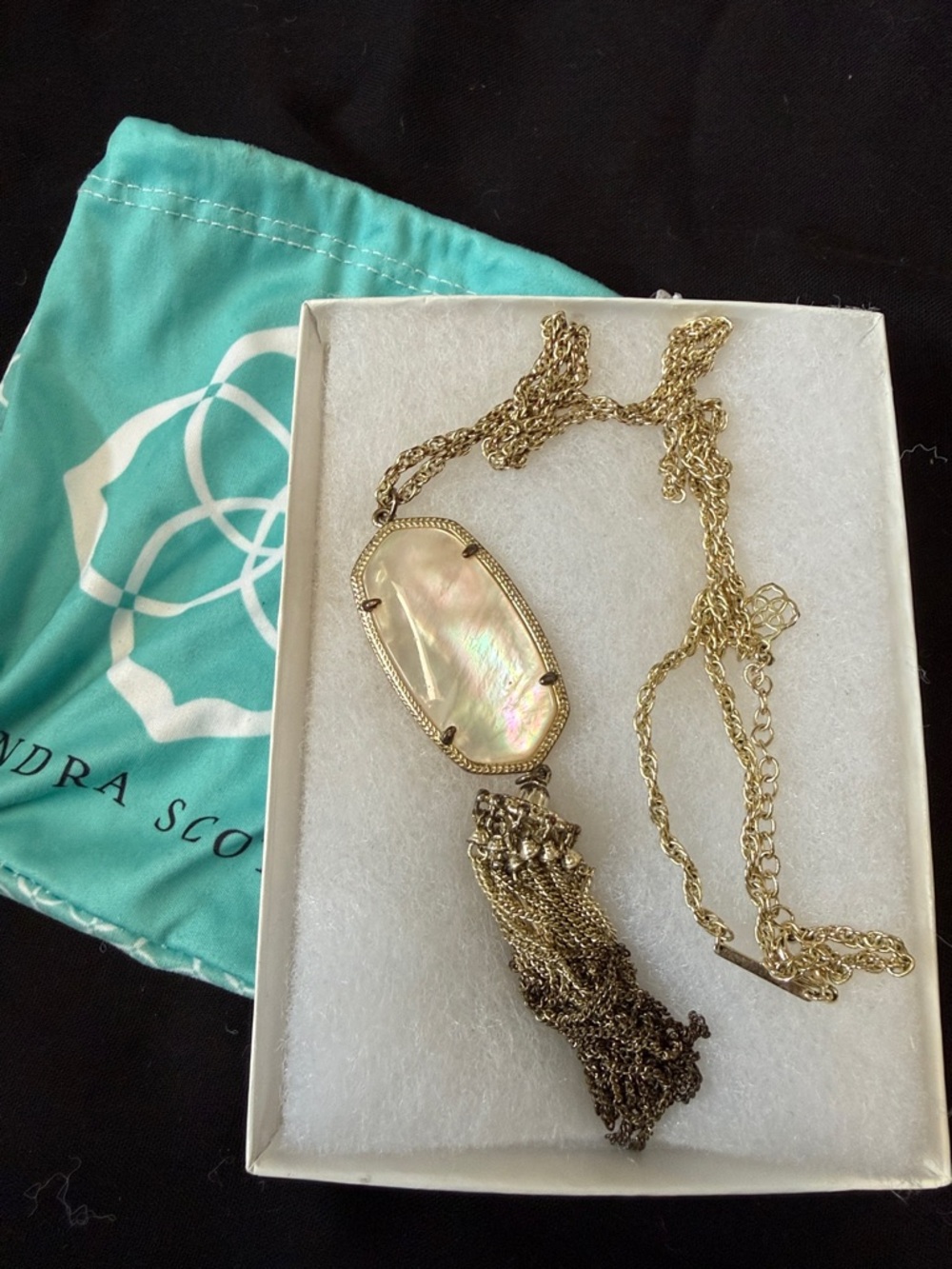 Kendra Scott Gold Mother-of-Pearl Tassel Pendant Necklace